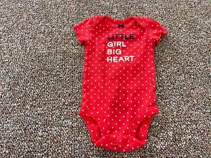 Carter's Girls Little Girl Big Heart Red Spotted Bodsyuit 3M - Picture 1 of 3
