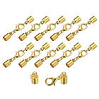 10Sets 5mm Leather Cord End Caps with Lobster Claw Clasps, Gold Tone