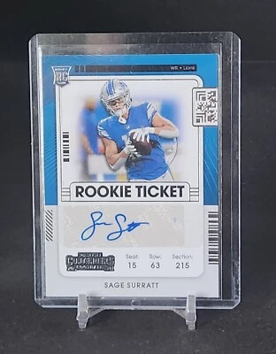 2021 Contenders #264  Sage Surratt Rookie Ticket Auto Autograph RC  Lions - Image 1 of 2