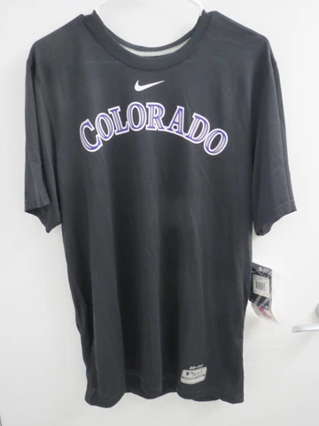 Nike Dri-Fit Colorado Rockies, Text, 100% Polyester, Medium Black T-Shirt, NWT Cover