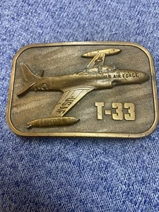 Lockheed T-33 Shooting Star Trainer Aircraft Military Usaf Vintage Belt Buckle - Picture 1 of 4