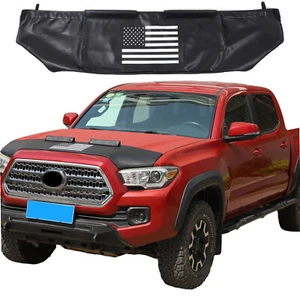 Lether Front Hood Protector Mini Mask Bra Fits 2016-2023 TOYOTA TACOMA US Flag - Picture 1 of 15
