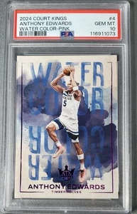 2024-25 Panini Court Kings Anthony Edwards colore acqua rosa #4/99 PSA 10 POP 1 - Foto 1 di 2