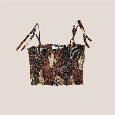 🥀👢 Camiseta sin mangas recortada arrugada leopardo Charlotte Russe vintage y2k talla pequeña Foto 1 de 4