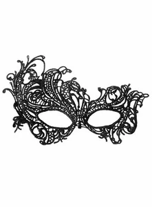 Schwarze Spitzenmaske asymmetrisch - Filigrane Augenmaske aus Stoff - Bild 1 von 1