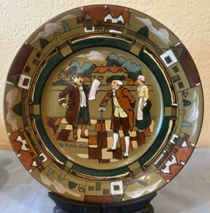 Rare c1908 Buffalo Pottery Green Deldare Ware Plate 8.5”; Ye Cown Cries - Picture 1 of 4
