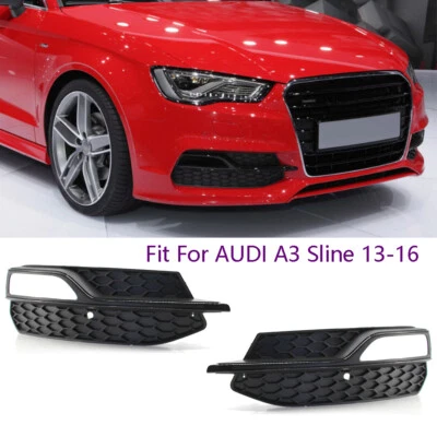 Fits For Audi A3 S3 S-Line 2013-16 Lower Bumper Fog Light Cover Grill Grille R&L — 第 1/4 张图片