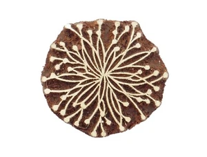 Floral Flower Wooden Stamp 5.5 x 5.2cm Indian Hand Carved Printing Block - Picture 1 of 3