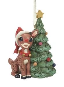 Jim Shore HWC Rudolph w Tree Christmas Ornament 3.74”H Stone Resin NIB Enesco - Picture 1 of 2