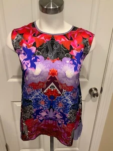 Versace Jeans Purple Silk Seta Savan Future Flower Top Size 4 NWT - Picture 1 of 6