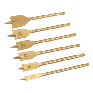 Titanium-Coated Flat Bit Set 6pce 10 - 32mm - Silverline - 753301 - Picture 1 of 2