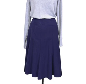 J Jill Skirt Women's Size 12 Blue Linen Blend A Line Flared Side Zip Lined - Picture 1 of 8