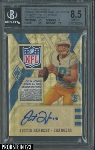 2020 Phoenix Gold Vinyl Justin Herbert RC NFL Shield Tag Patch AUTO 1/1 BGS 8.5