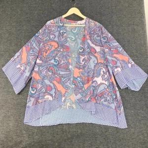 Soft Surroundings Cardigan Top Women Large Floral Sheer Open Front Duster Kimono - Picture 1 of 15