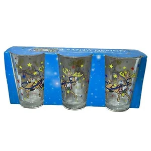 Vintage Schneeflocke Weihnachten Sammlung 3 Weihnachtsmann Design Glas Becher Rentier - Bild 1 von 7