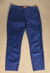Pantalones chinos Joe Fresh para mujer azules geométricos calce al tobillo bolsillos delanteros planos 8 - Imagen 1 de 11