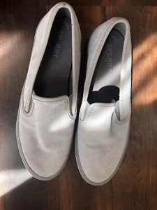 WOMENS SPERRY TOP SIDER SEASIDE GRAY SOFT SLIP ON STS82598 SIZE 9M - Picture 1 of 9