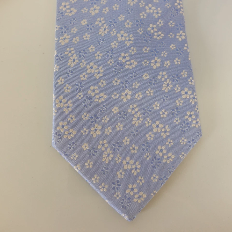 Gianni Corbata Cuello Hombres Azul Floral Seda Traje Hawaiano Clásico Brillante Tropical Italia Foto 1 de 4