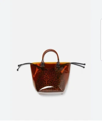 NWT ZARA brown transparent bag with leopard print lining - Image 1 of 4
