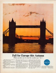 Print Ad Pan Am Airlines 1964 London Bridge Full Page Large Magazine 10.5"x13.5" - Picture 1 of 1