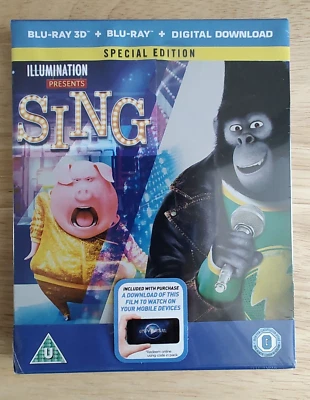 Sing (2016) 3D/2D Limited Special Edition 2-Disc Blu-ray Steelbook * REGION B * - Image 1 of 4