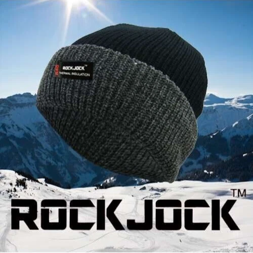 Adultos Grueso Tejido R40 Aislamiento Térmico RockJock Cálido Invierno Gris Turnup Sombrero Foto 1 de 1