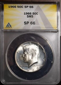 1966 SMS 50c 40% Silver John F Kennedy Half SP 66 ANACS # 7351816 + Bonus - Picture 1 of 2