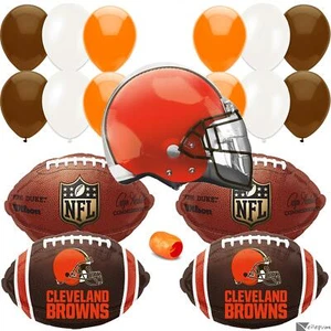 Cleveland Browns Casco Fútbol Fiesta 17 piezas Paquete de Globos, Marrón Naranja Blanco - Imagen 1 de 1