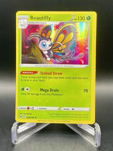 Beautifly 008/196 *MISCUT* Origen Perdido Raro Holo Error Pokémon Juego de Cartas Coleccionables Casi Nuevo/Muy Nuevo - Imagen 1 de 2