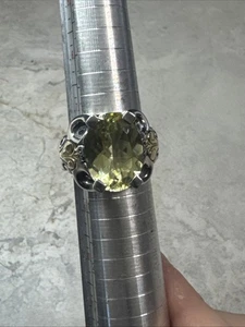 Anillo ANN KING Plata de Ley Oro Amarillo 18K Cuarzo Limón Talla 8 Tailandia H104 - Imagen 1 de 15
