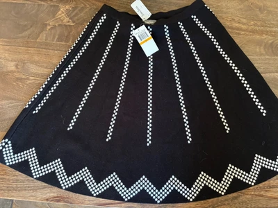 Новый с Ярлыками NEIMAN MARCUS черный белый печать вязаный тянуть на юбке S - Изображение 1 из 4