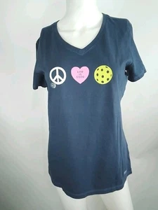 Life is Good Women S/S Crusher Vee Peace Love Pickleball Blue Small 130562 - Picture 1 of 10