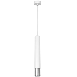 Sospensione Bianco Cromo Stretto 8 CM GU10 Metallo Schermo Luce a Pranzo Cucina - Foto 1 di 1