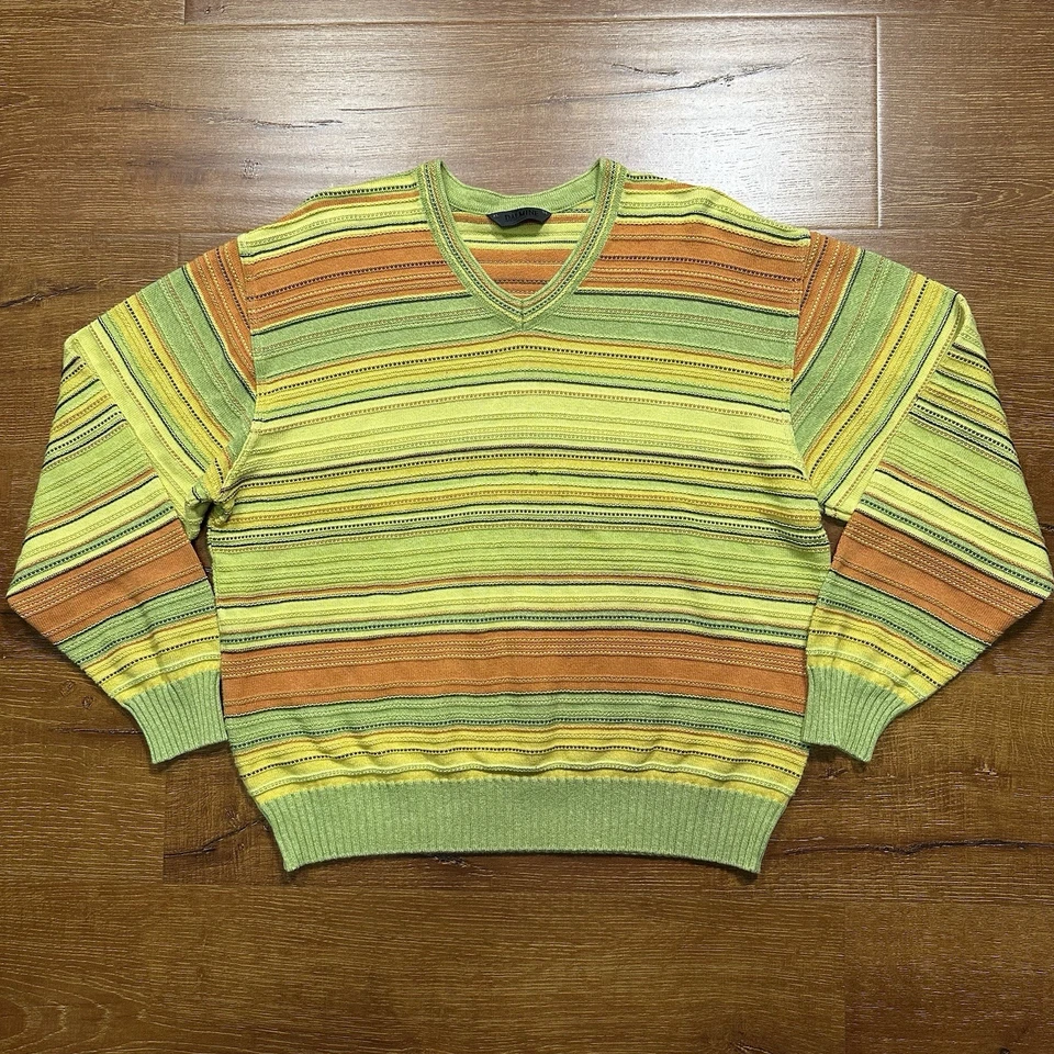 Suéter Dalmine Vintage Para Hombre L Verde Acanalado Texturizado Cuello en V Retro De Colección Años 90 Italia Foto 1 de 4