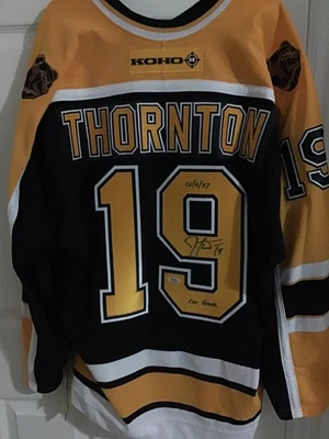Authentic Signed On-Ice Game Jersey JOE THORNTON #19 Inscribed 1st Goal PSA/DNA - Image 1 of 4