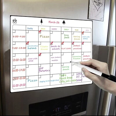 Magnetic Dry Erase Board Calendar Whiteboard Refrigerator Stickers Kitchen Fridg - Image 1 of 4