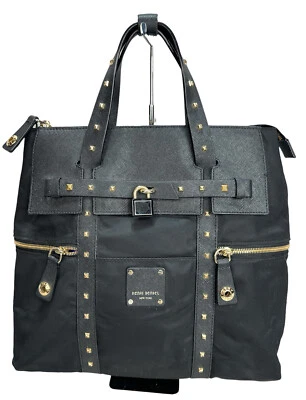 Mochila Bandolera HENRI BENDEL Jetsetter Pierna Negra Nylon Tachuelas Convertible Foto 1 de 4