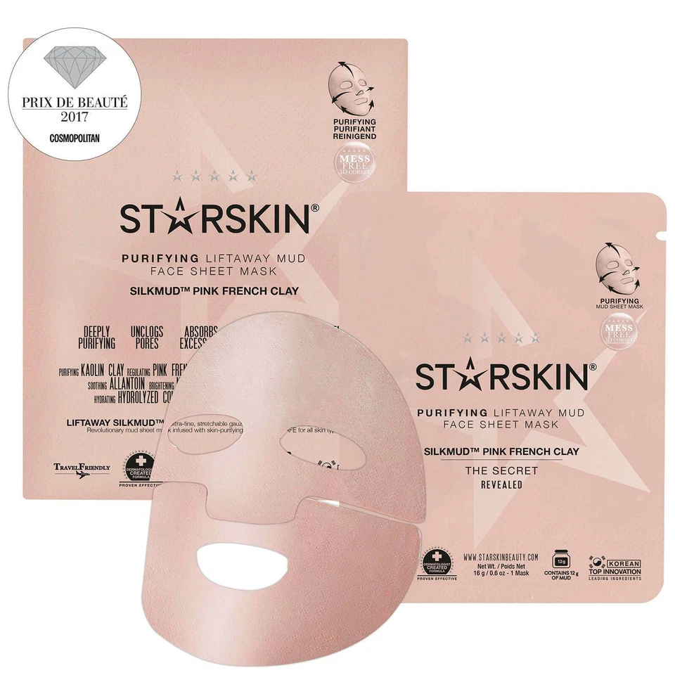 STARSKIN SILKMUD™ Pink French Clay Purifying Liftaway Mud Face Sheet Mask - Image 1 of 1