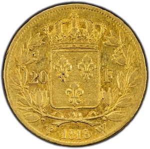 1818 W France 20 Francs Gold Coin - Picture 1 of 2