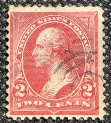 Scott 267a, розовый - 2c Джордж Вашингтон, тип III - 1897 - б/у Bullseye гашение - Изображение 1 из 2