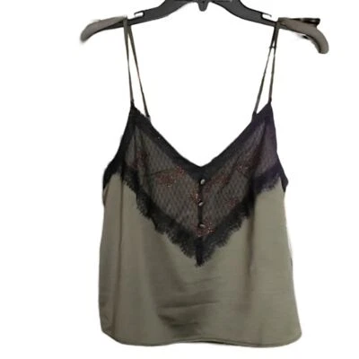 NUEVO CON ETIQUETAS Jessica Simpson Satén y Encaje Bebé Muñeca Oliva Camiseta sin Mangas Para Mujer Pequeña Foto 1 de 4