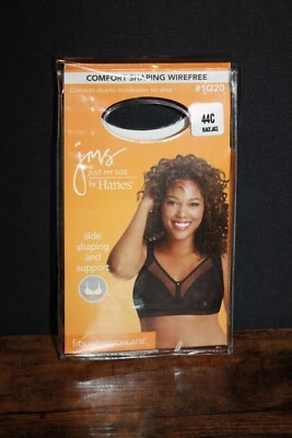 Just My Size Comfort Shaping Wirefree Bra 1Q20 Size 44C Black NEW - Image 1 of 2