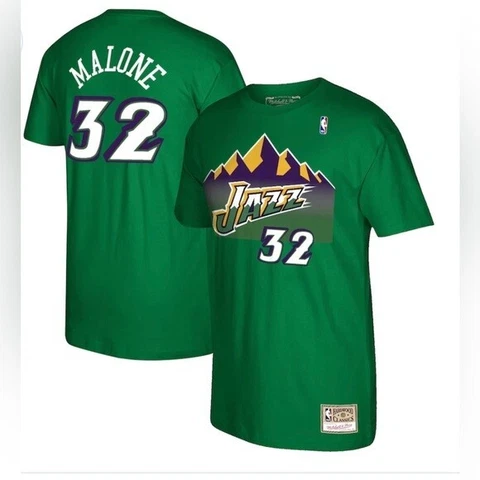Mitchell & Ness HWC Men's 1997 Utah Jazz Karl Malone # 32 Green T-Shirt Cover