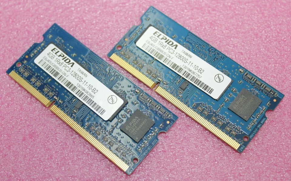 Elpida 8GB 2X4GB PC3-12800S Laptop Memory Ram EBJ40UG8BBU0-GN-F - Image 1 of 1
