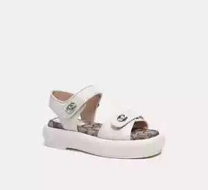 Coach Women's Peyton Double Buckle Sandals, White Size 9M - Picture 1 of 5