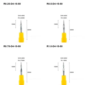 R0.25&0.5&0.75&1.0mm*D4mm Solid Carbide Tapered Ball Nose end mills CNC Milling  - Picture 1 of 8