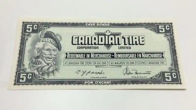 1974 Canadian Tire 5 Cents Uncirculated Banknote CTC Gas Bar Cash Bonus D203 - Image 1 of 4