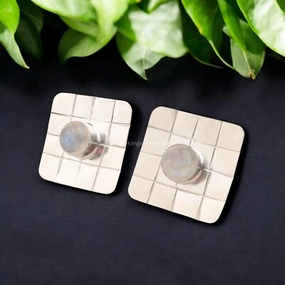 Pendientes elegantes de plata 925 arco iris piedras preciosas tornillo trasero hija Foto 1 de 4