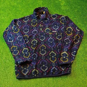 Vintage Patagonia Fleece Sweater Mens Medium Snap-T Monogram multicolor 90s USA - Picture 1 of 13