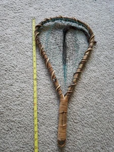 Handmade bamboo fishing net 22 inches long Great For Cabin Or To Use Great Cond. - Picture 1 of 9